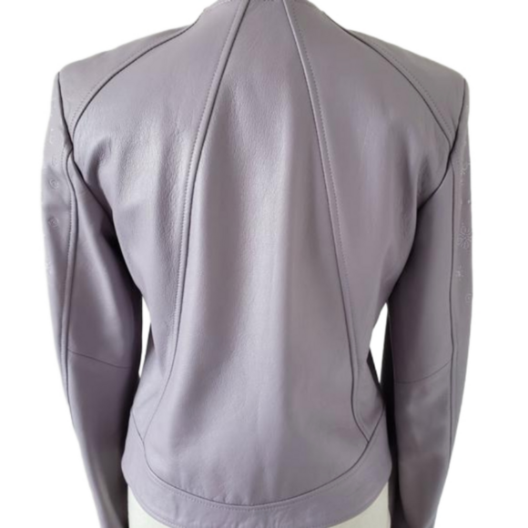 NWOT  🇨🇵 leather Nathalie Chaize lilac leather jacket size small - Picture 11 of 13